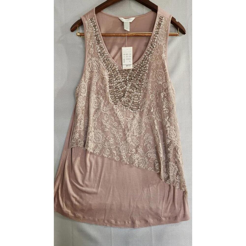 Christopher & Banks Black & Silver Sequin Sleeveless Polyester Blouse SizeXL #36